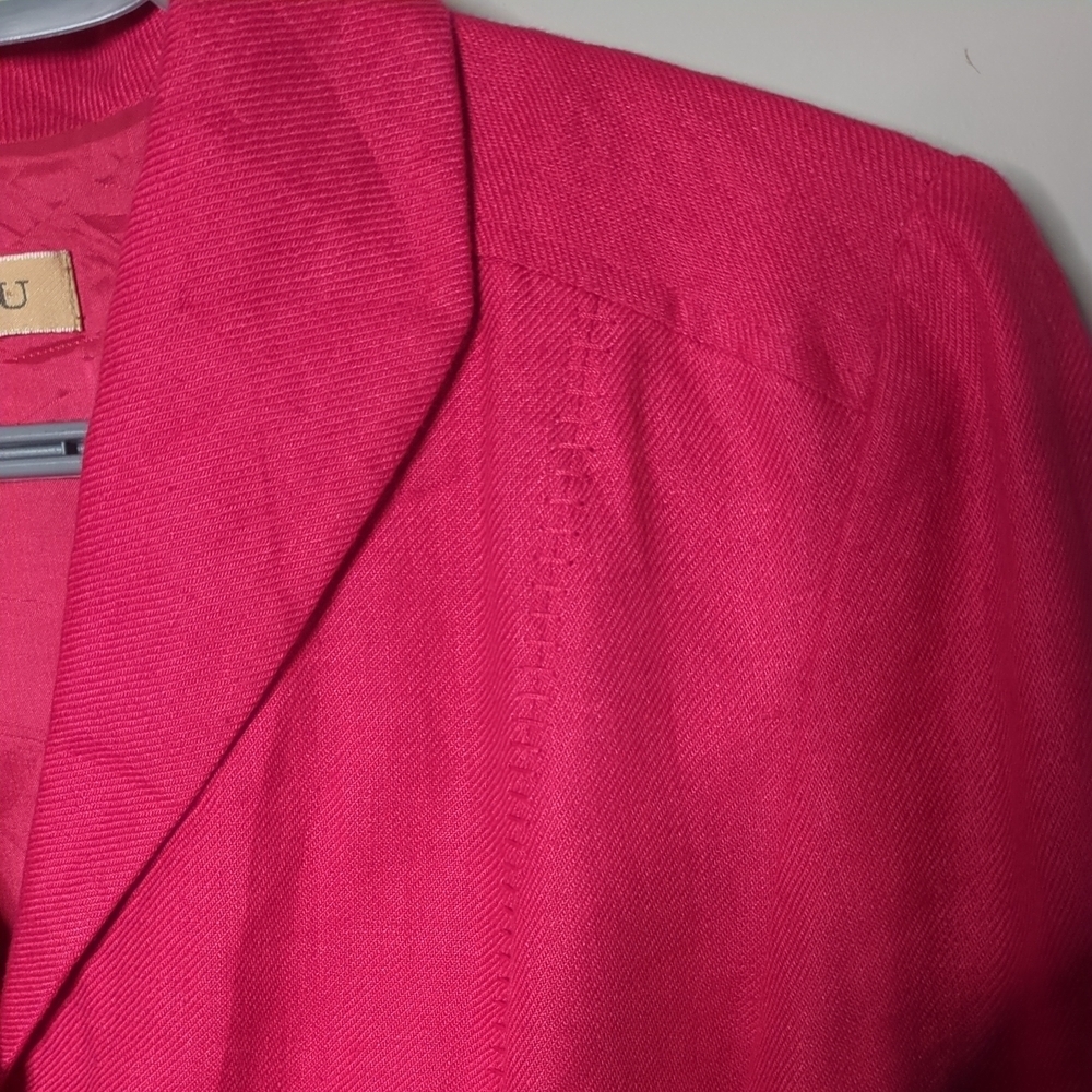 Sansu Cherry Red Linen Single Breasted Blazer‎ Size 34/8 (Approx US S/M) - Picture 4 of 8